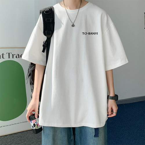 BENT IDEA夏季港風新款百搭字母印花短袖男T恤衫學生半袖體恤男