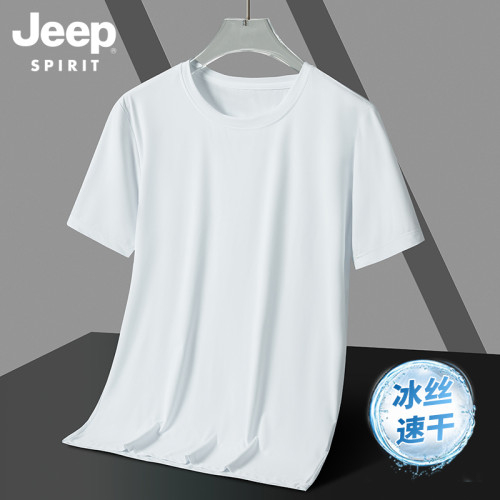 JEEP SPIRIT夏季冰絲短袖速乾男t恤男士大碼男裝運動男裝上衣t衫