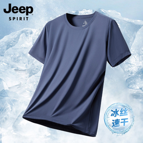 JEEP SPIRIT夏季冰絲短袖速乾男t恤男士大碼男裝運動男裝上衣t衫