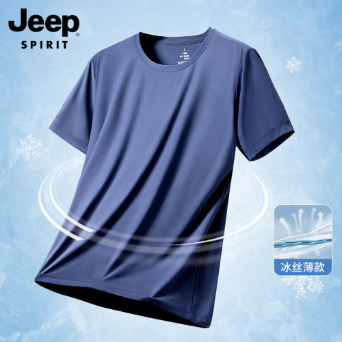 JEEP SPIRIT夏季冰絲短袖速乾男t恤男士大碼男裝運動男裝上衣t衫