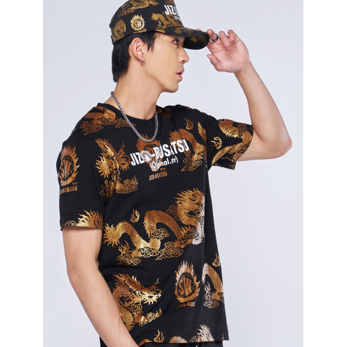 ONIARAI/鬼洗24春夏新品地藏小王五龍(金）滿印短袖男T恤 J850174