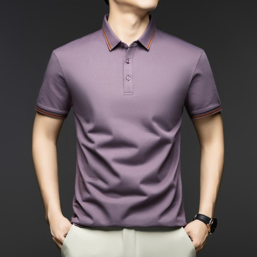 2025夏季polo衫男士高級感短袖翻領上衣男T恤衫新款休閒商務t恤
