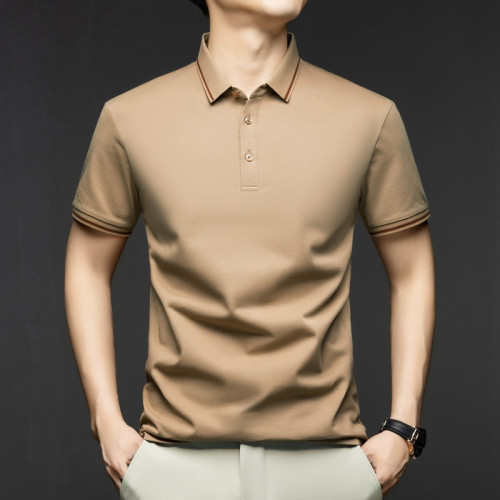 2025夏季polo衫男士高級感短袖翻領上衣男T恤衫新款休閒商務t恤