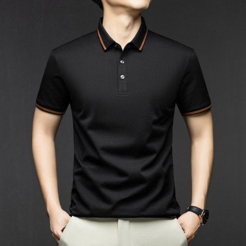 2025夏季polo衫男士高級感短袖翻領上衣男T恤衫新款休閒商務t恤