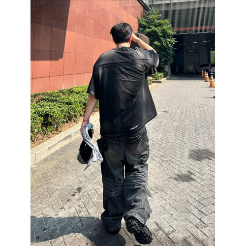 Nonnod廓形噴馬騮漸變水洗重磅純棉短袖韓系vibe風over size男T恤