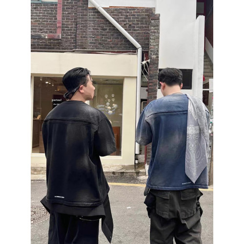 Nonnod廓形噴馬騮漸變水洗重磅純棉短袖韓系vibe風over size男T恤