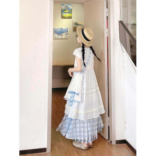 墨黛原創女裝2025夏季炒色絲麻圓領無袖大擺長款無袖連衣裙背心裙