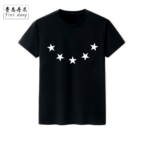 五角星T恤 歐美範簡約時尚潮男T恤夏裝圓領純棉短袖T恤女情侶裝