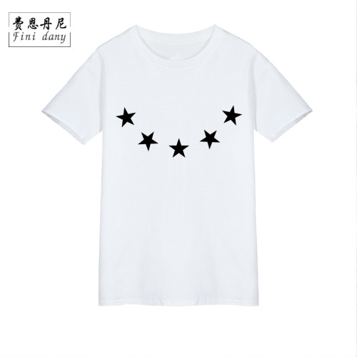 五角星T恤 歐美範簡約時尚潮男T恤夏裝圓領純棉短袖T恤女情侶裝