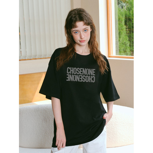 CHOSEN1 CH 鏡像髮泡美式復古高街潮牌短袖男t恤女夏季寬松情侶裝