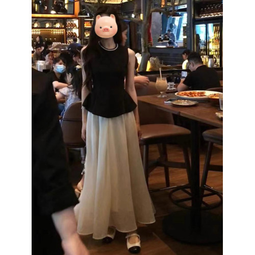 禦姐風情萬種釘珠無袖連衣裙女夏季2025新款小衆設計感大裙擺長裙