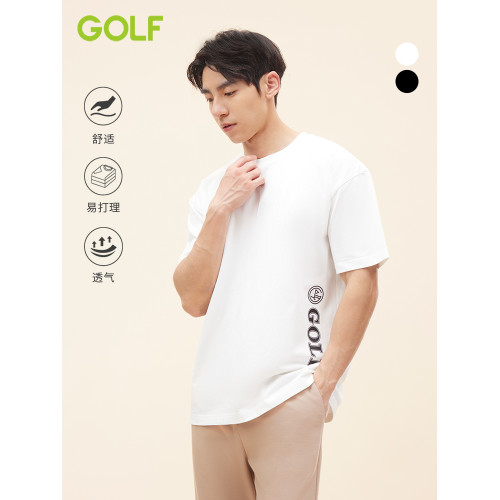 GOLF/高爾夫夏季短袖t恤男舒適簡約圓領上衣男印花時尚短袖男T恤