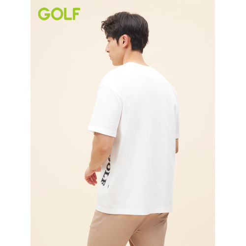 GOLF/高爾夫夏季短袖t恤男舒適簡約圓領上衣男印花時尚短袖男T恤