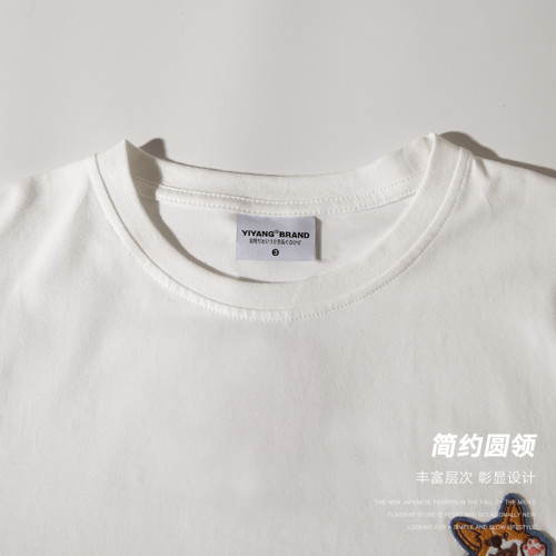 柯基貼布刺綉休閒短袖n男t恤2021夏季新款情侶白色打底半袖體恤衫