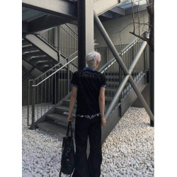 美式潮牌男T恤假兩件Polo衫短袖t恤男夏季新款潮牌美式印花五分袖