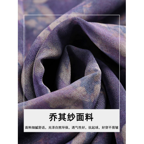韓穆中年媽媽高級雪紡連衣裙女夏2025夏季新款氣質大牌喬其紗裙子