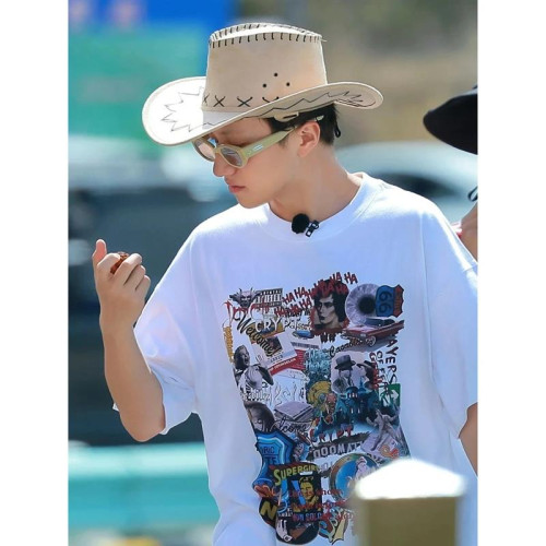 十個勤天種地吧王一珩同款私服潮牌印花短袖男T恤百搭情侶上衣