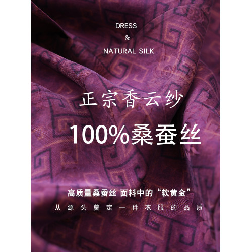 花羅香雲紗連衣裙100%桑蠶絲女夏旗袍真絲裙子2025新款氣質新中式
