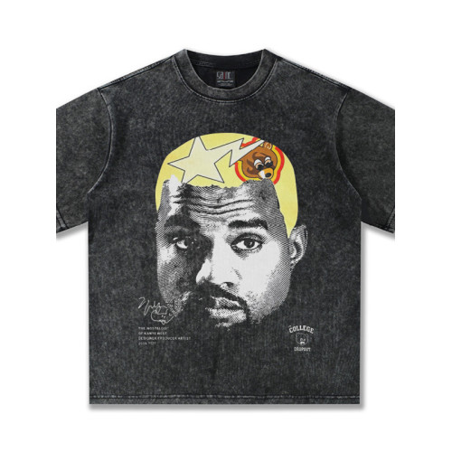 BOLDNESS夏季KanyeWest美式vintage短袖重磅男T恤直噴印花男短袖