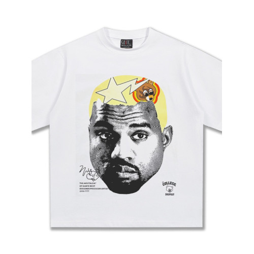 BOLDNESS夏季KanyeWest美式vintage短袖重磅男T恤直噴印花男短袖