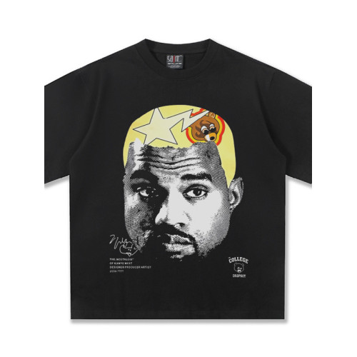 BOLDNESS夏季KanyeWest美式vintage短袖重磅男T恤直噴印花男短袖