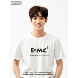咖啡創意純棉男T恤惡搞E=MC²質能方程印花短袖簡約百搭寬松上衣