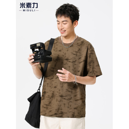美式復古短袖男t恤2025新款夏季薄款質感輕奢高級感上衣半袖男款