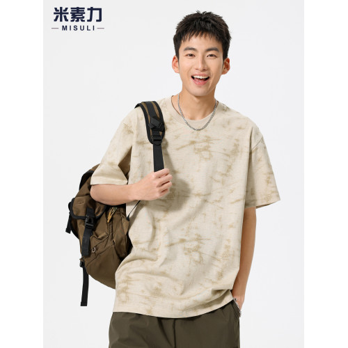 美式復古短袖男t恤2025新款夏季薄款質感輕奢高級感上衣半袖男款