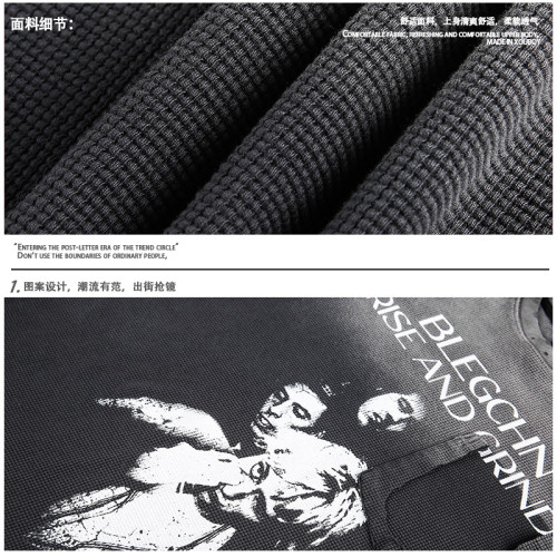 ALLT199 美式街頭潮牌復古水洗漸變色人物印花長袖體恤男T恤