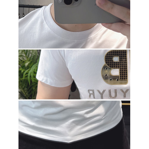 歐洲站短袖男T恤2024高級歐貨潮牌修身圓領夏季半袖男士高級感潮