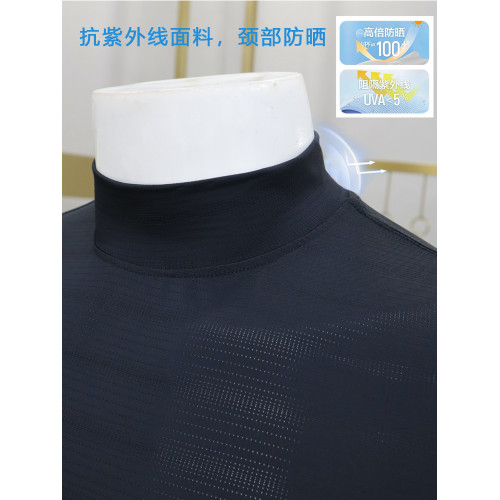速乾半高領短袖男t恤冰絲2025新款夏季薄款網眼中領防曬半袖上衣