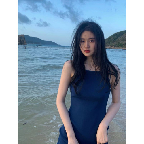 歐洲站海邊度假絕美裙子2025超仙女顯瘦顯高藍色吊帶連衣裙女子夏
