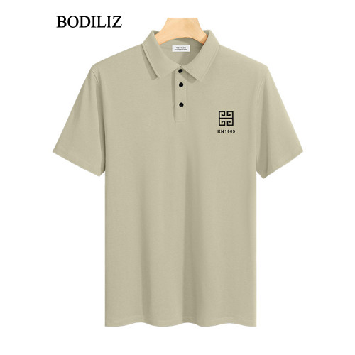 高級品牌重磅純棉白色短袖polo衫男t恤衫夏季薄款中年寬松商務T恤