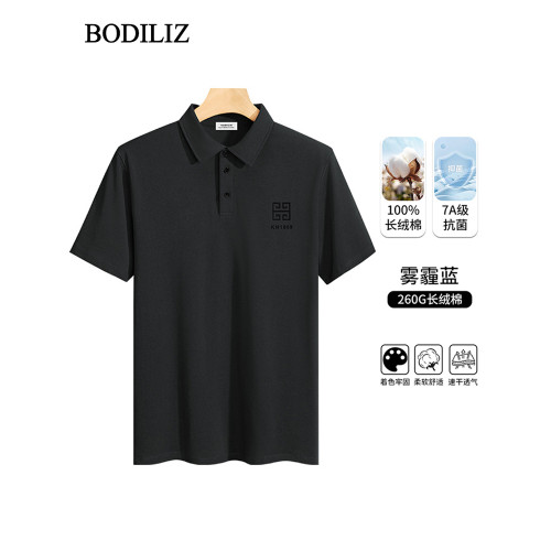 高級品牌重磅純棉白色短袖polo衫男t恤衫夏季薄款中年寬松商務T恤