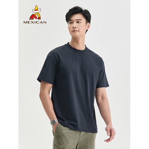 稻草人短袖男T恤夏季薄款圓領修身涼感高級感休閒上衣青年純色