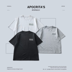 APO男裝 |夏季新款純棉短袖男T恤潮牌寬松圓領字母印花上衣打底