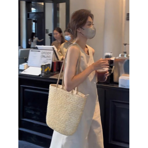 歐洲站2025新款法式高級感無袖背心長裙子白色小衆設計連衣裙女夏