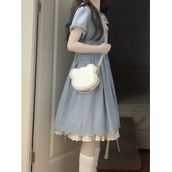 15初中學生少女12嵗大童日系娃娃領短裙連衣裙女夏學院風新款裙子