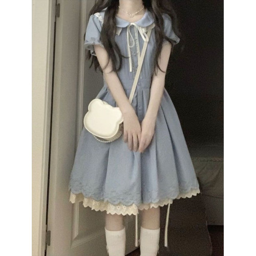 15初中學生少女12嵗大童日系娃娃領短裙連衣裙女夏學院風新款裙子