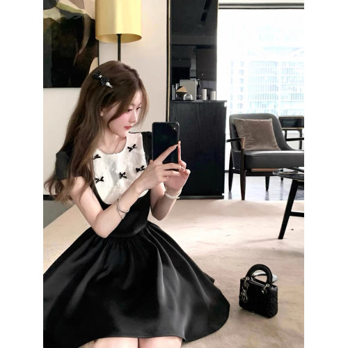 趙露思同款赫本風蝴蝶結連衣裙氣場強大輕奢連衣裙巨好看的連衣裙
