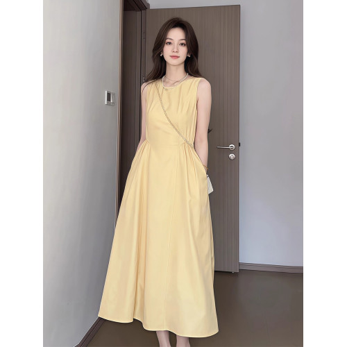 氣質白色無袖連衣裙子女夏季2025新款夏天巨好看絕美海邊度假長裙
