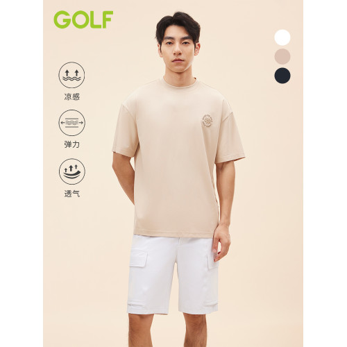 GOLF/高爾夫短袖t恤男夏季涼感透氣純色圓領時尚休閒男t恤短袖
