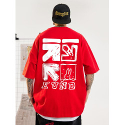 夏季紅色卡通美式復古街頭嘻哈短袖男t恤潮流寬松大碼潮牌加大