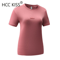 HCC KISS夏季新款純色男T恤速乾休閒跑步女款吸汗彈力情侶款運動