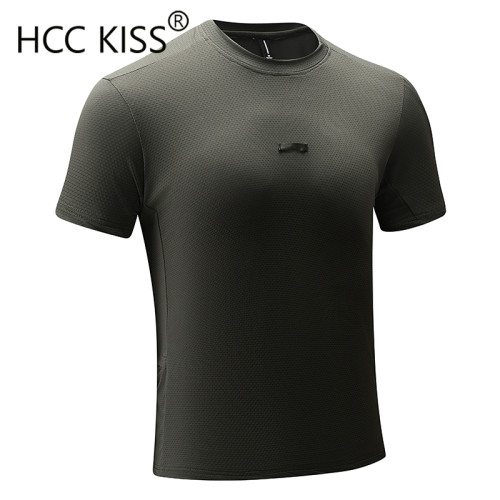 HCC KISS夏季新款純色男T恤速乾休閒跑步女款吸汗彈力情侶款運動