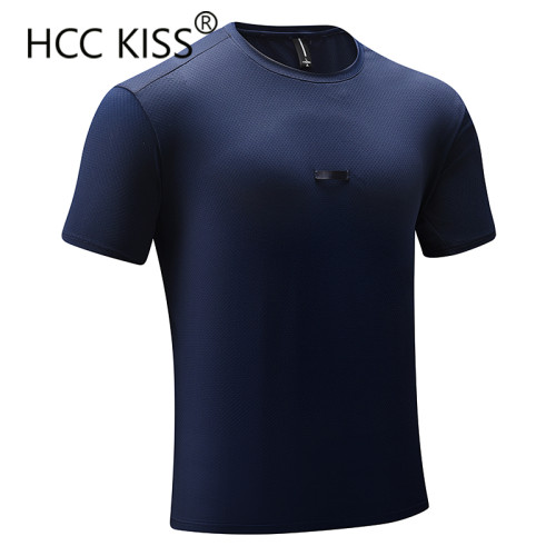 HCC KISS夏季新款純色男T恤速乾休閒跑步女款吸汗彈力情侶款運動