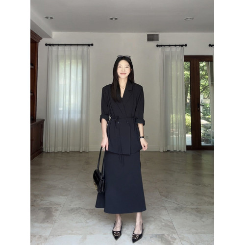 大碼女裝薄款西裝吊帶裙兩件套2025夏胖mm防曬西服吊帶連衣裙套裝