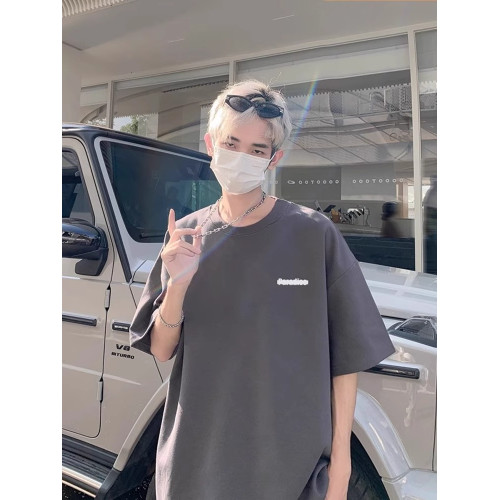 美式字母印花重磅純棉短袖男t恤夏季潮牌休閒寬松百搭簡約打底衫