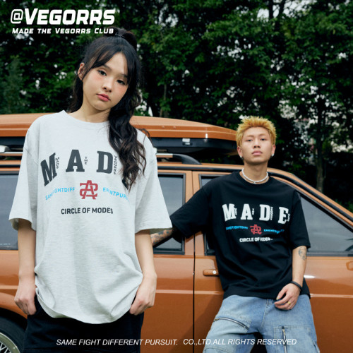 2025年新款VEGORRS原創設計短袖男t恤夏季純棉潮流寬松女士T恤潮