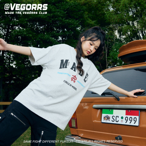 2025年新款VEGORRS原創設計短袖男t恤夏季純棉潮流寬松女士T恤潮